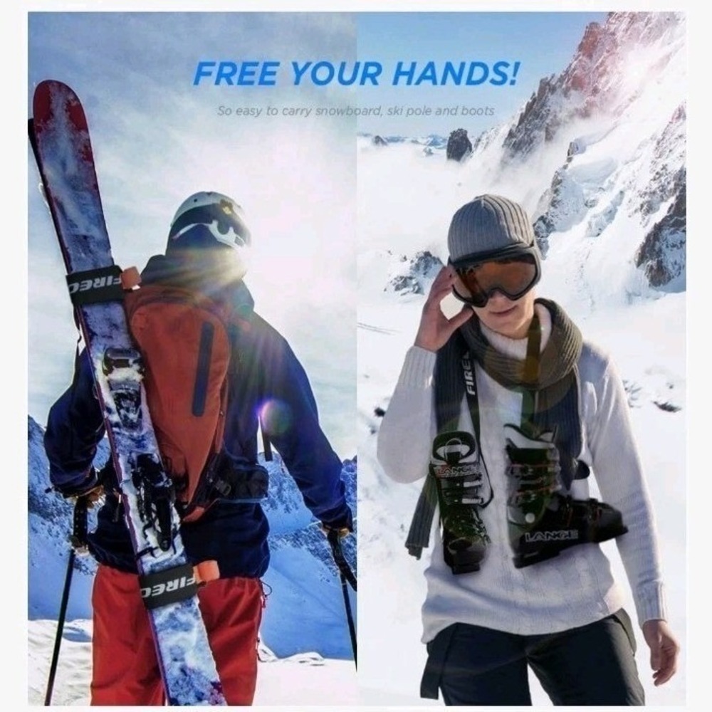 FIREOR Ski Carrier Strap, Snowboard, Pole and Boot Carry Sling Band Kit, New - Picture 5 of 9